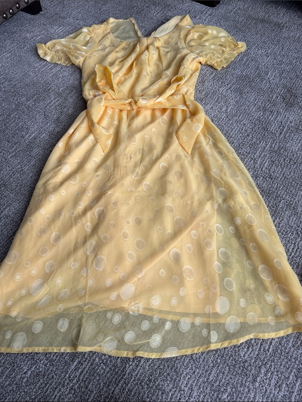 Yellow Women’s Polka Dot Belted Party Dress